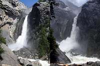 Yosemite Falls Before and During Flood