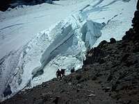 Approaching a large crevasse...