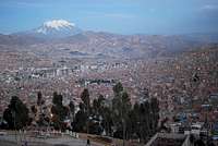 La Paz and Mt Illimani Bolivia