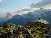 Dom hut, 2940 m, view to...