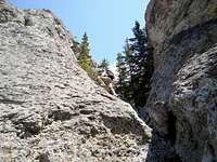 Scrambling in the approach drainage on the West Summit of Mt.Baldy