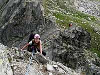 Jorinde climbing the Ridge