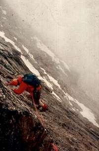 <font color=green><b>EMILIUS s</FONT> <FONT COLOR=BLUE>NORTH Face, Direct Line Route</font></b> August 1980