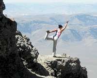 Dancer while dancing on the rocks of Chicken Out Ridge, Mt. Borah