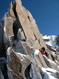 Climbers on Cosmiques Arete