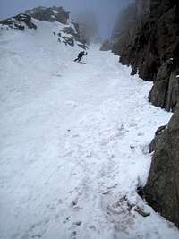 Skiing the East Couloir on Mt. Eolus