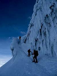 Climbing an ice face