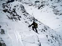 Skiing off the summit of Blanca Peak