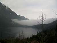 morskie oko with fog coming over