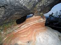 Wonderfully coloured sandstone formation on the Papststein, Saxon Switzerland