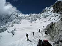 Making our way to high camp on Chopicalqui 