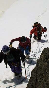 Climbers below summit