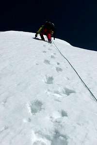 Climbers below summit