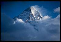 K2's summit near sunset as...