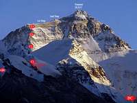 Route overview of the north ridge of Mount Everest