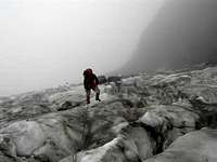 Standing on the glacier on...