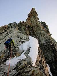 Climbing south ridge of Dent Blanche