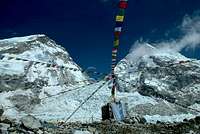 Khumbu Icefall and Prayer Flags