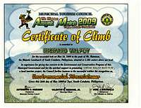 Certificate of Climb