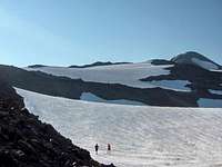 Walking up rolling Glaciers to North and Middle Sister.