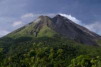 Smoking Arenal volcano from the southeast