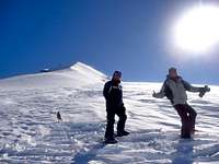 Dos aijaitos skiing on Volcán Lonquimay