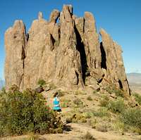 Below the far side of the summit on the ridgeline trail