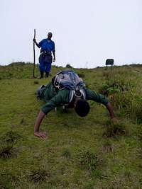 Pushups on the Bisoke summit crater