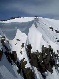 Cornice overhanging the East Face of Mt. Tallac