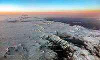 Aerial view of Pennine Alps at dusk - with caption