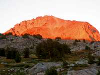 Mt Goddard in the evening alpenglow from Martha Lake