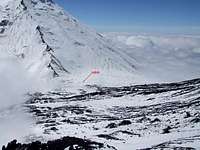Mountaineers’ hut at the col, 3200m (10,500ft) between Klyuchevskaya and Kamen volcanoes.
