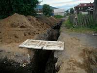 Water pipe construction in Klyuchi.