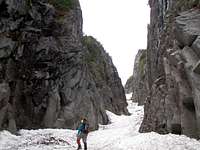 Lower reaches of the couloir