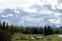 Tetons covered by clouds