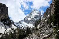 First view of the Middle Teton from Garnet Canyon