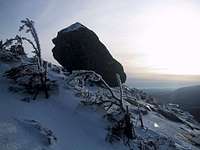 The summit boulder in winter...