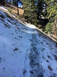 Mt. Islip trail -- snow on trail