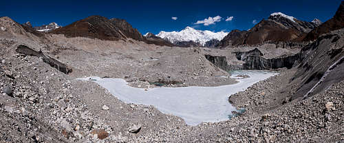 ngozumba glacier and the mount cho oyu