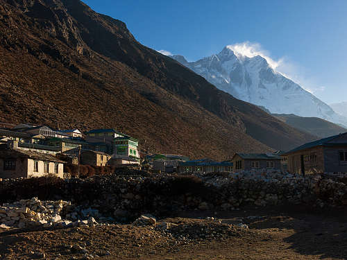 dingboche village and the mount lhotse