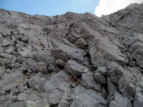 some trickier ledges to climb on NW face