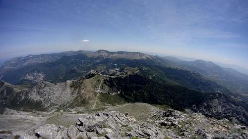 View of Xerovouni and the access ridge from the summit