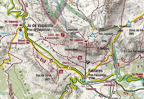Lagazuoi Piccolo Route Map