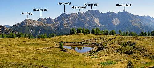 Spitzkofel-Kreuzkofel group from the SW - annotated