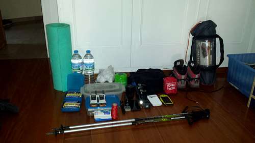 Supplies for summiting and camping on Profitis Ilias