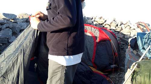 Packing camp at the summit of Profitis Ilias