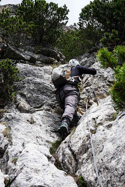 On the Via Ferrata Ettore Bovero