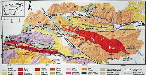 Geological map of Pohorje