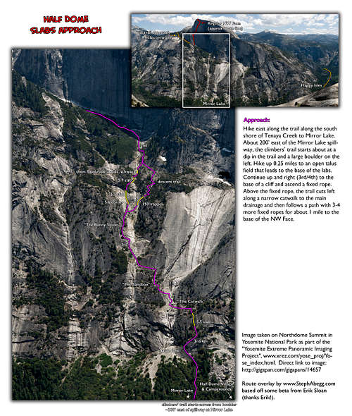 Route Overlay Slabs approach Half Dome