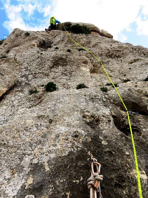 Jan leading the third pitch (with the crux) on 